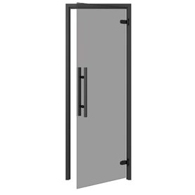 Bastudörr Thermory Permium svart karm, grått glas