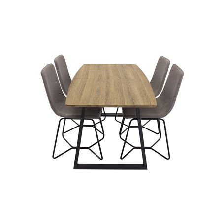 Matgrupp Inca med X matstolar, 160 × 85 cm