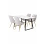 Matgrupp Estelle med Velvet Deluxe matstolar, 140 × 90 cm