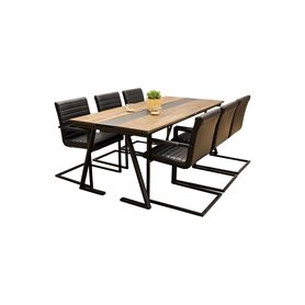 Matgrupp Jakarta med Art matstolar, 200 × 90 cm