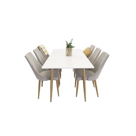 Matgrupp Polar med Leone matstolar, 180 × 90 cm