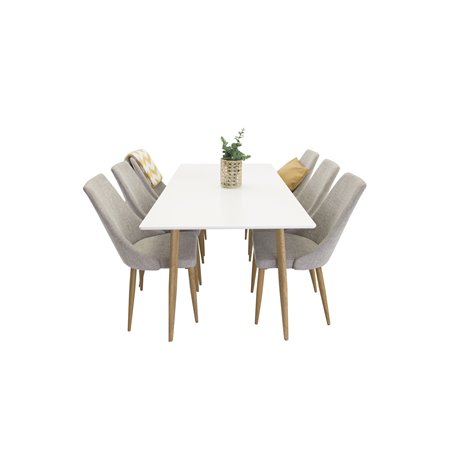 Matgrupp Polar med Leone matstolar, 180 × 90 cm