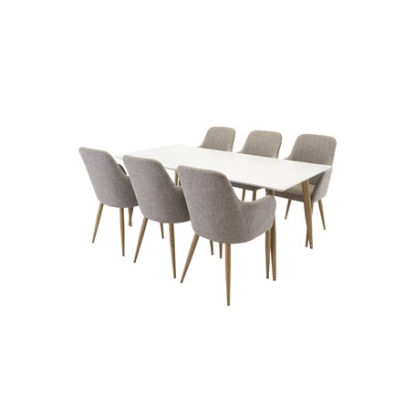 Matgrupp Polar med Comfort matstolar, 180 × 90 cm
