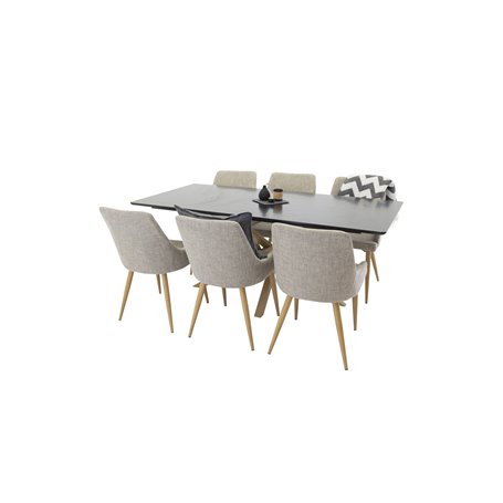 Matgrupp Piazza med Plaza matstolar, 180 × 90 cm