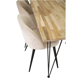 Matgrupp Bali med Velvet matstolar, 200 × 90 cm
