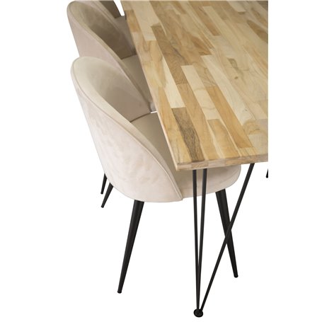 Matgrupp Bali med Velvet matstolar, 200 × 90 cm