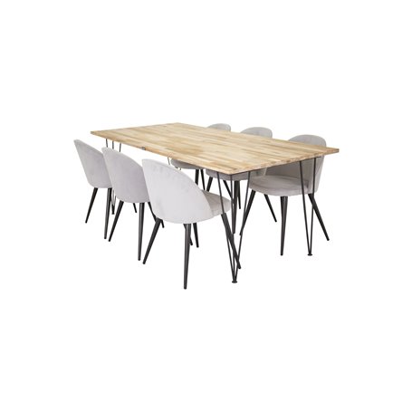 Matgrupp Bali med Velvet matstolar, 200 × 90 cm