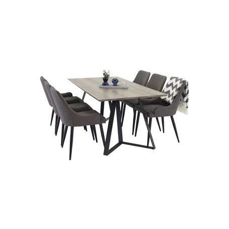 Matgrupp Marina med Plaza matstolar, 180 × 90 cm