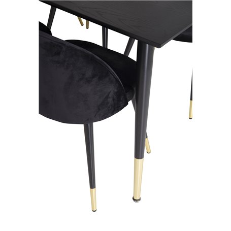 Matgrupp Dipp med Velvet matstolar, 180 × 90 cm