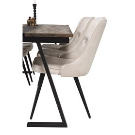 Matgrupp Jakarta med Velvet Deluxe matstolar, 200 × 90 cm