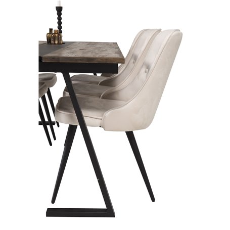 Matgrupp Jakarta med Velvet Deluxe matstolar, 200 × 90 cm