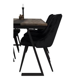 Matgrupp Jakarta med Velvet Deluxe matstolar, 200 × 90 cm
