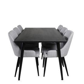 Matgrupp Dipp med Plaza matstolar, 180 × 90 cm