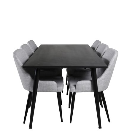 Matgrupp Dipp med Plaza matstolar, 180 × 90 cm