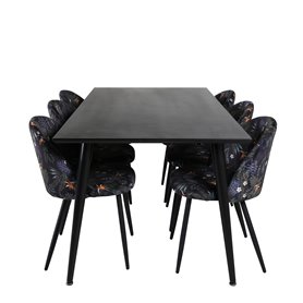 Matgrupp Dipp med Velvet matstolar, 180 × 90 cm