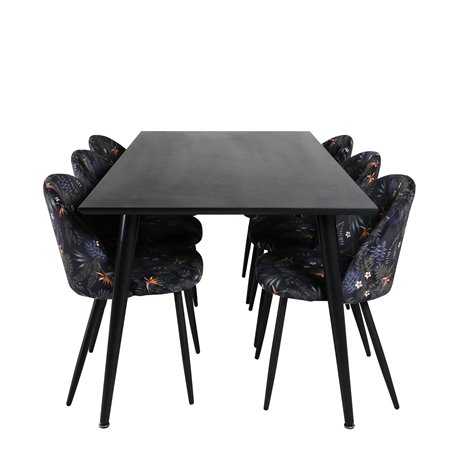 Matgrupp Dipp med Velvet matstolar, 180 × 90 cm