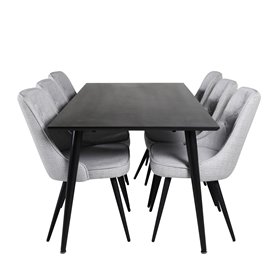 Matgrupp Dipp med Velvet Deluxe matstolar, 180 × 90 cm