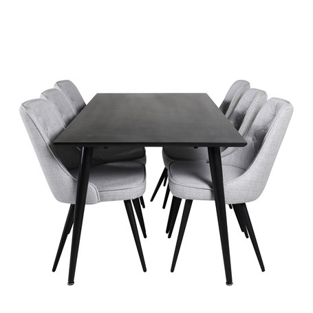 Matgrupp Dipp med Velvet Deluxe matstolar, 180 × 90 cm