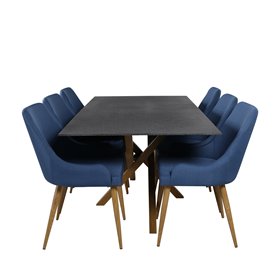Matgrupp Piazza med Plaza matstolar, 180 × 90 cm