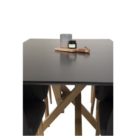 Matgrupp Piazza med Comfort matstolar, 180 × 90 cm