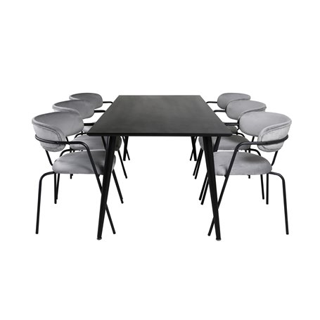 Matgrupp Dipp med Arrow matstolar, 180 × 90 cm
