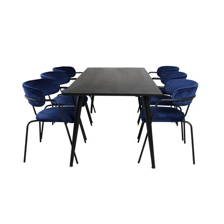 Matgrupp Dipp med Arrow matstolar, 180 × 90 cm