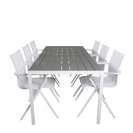 Matgrupp Break med Alina matstolar, 205 × 90 cm