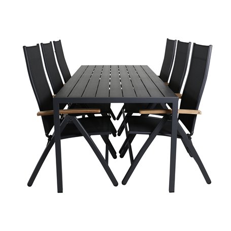 Matgrupp Break med Panama matstolar, 205 × 90 cm
