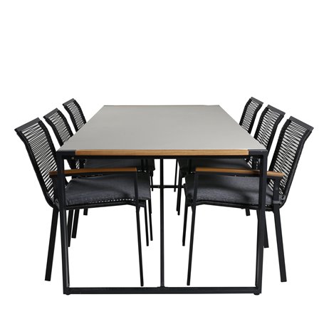 Matgrupp Texas med Dallas matstolar, 200 × 100 cm