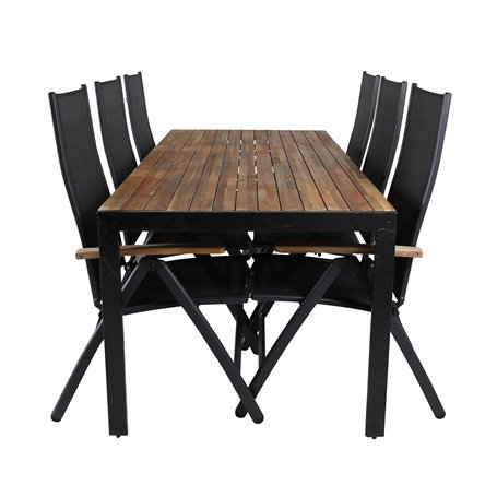 Matgrupp Bois med Panama matstolar, 205 × 90 cm