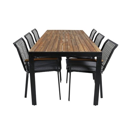 Matgrupp Bois med Dallas matstolar, 205 × 90 cm