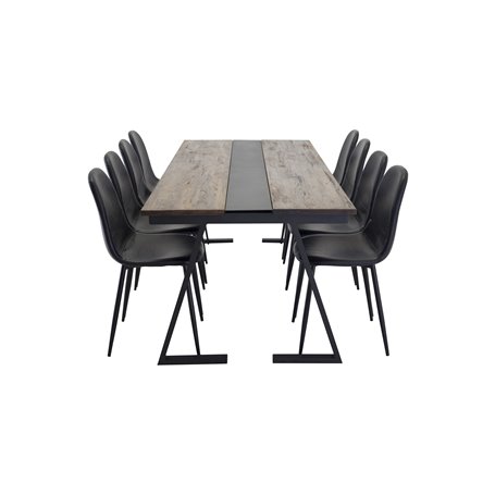 Matgrupp Jakarta med Polar matstolar, 200 × 90 cm