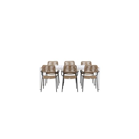Matgrupp Togo med Lindos matstolar, 200 × 100 cm