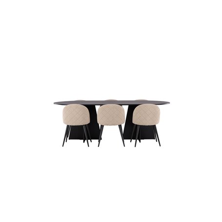 Matgrupp Bootcut med Velvet matstolar, 230 × 115 cm