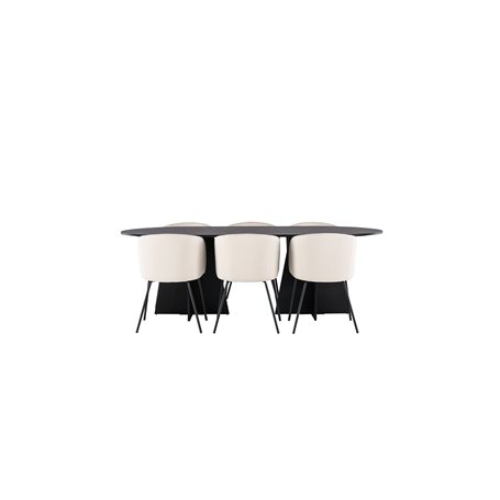 Matgrupp Bootcut med Berit matstolar, 230 × 115 cm