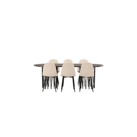Matgrupp Stone med Polar matstolar, 220 × 100 cm