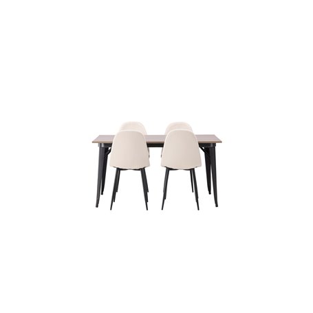 Matgrupp Tempe med Polar matstolar, 140 × 80 cm