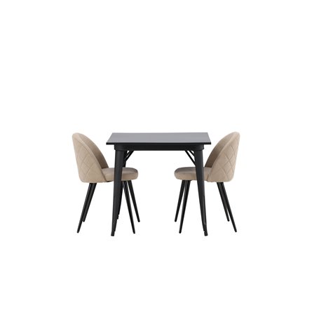 Matgrupp Tempe med Velvet matstolar, 80 × 80 cm