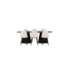 Matgrupp Bootcut med Polar matstolar, 230 × 115 cm