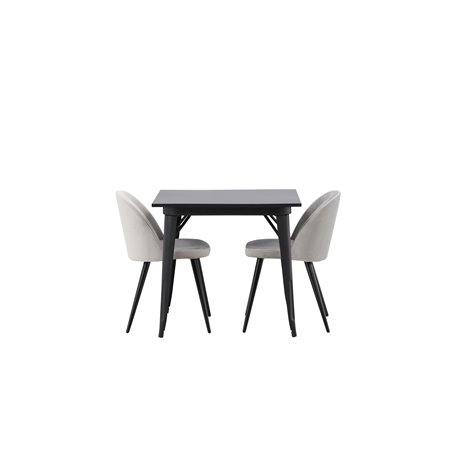 Matgrupp Tempe med Velvet matstolar, 80 × 80 cm
