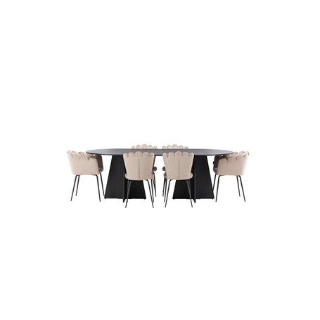 Matgrupp Bootcut med Limhamn matstolar, 230 × 115 cm