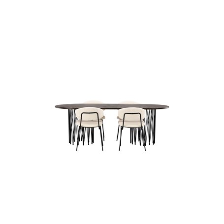 Matgrupp Stone med Chico matstolar, 220 × 100 cm