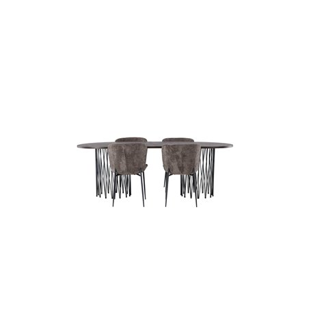 Matgrupp Stone med Modesto matstolar, 220 × 100 cm