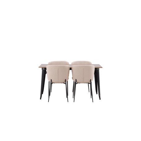 Matgrupp Tempe med Modesto matstolar, 140 × 80 cm