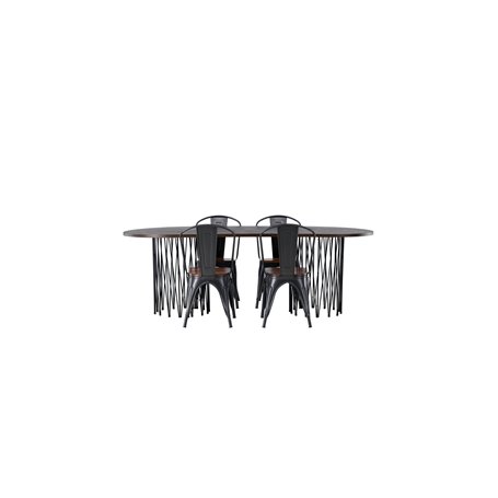 Matgrupp Stone med Tempe matstolar, 220 × 100 cm