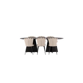 Matgrupp Bootcut med Limhamn matstolar, 230 × 115 cm
