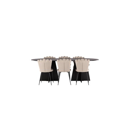 Matgrupp Bootcut med Limhamn matstolar, 230 × 115 cm