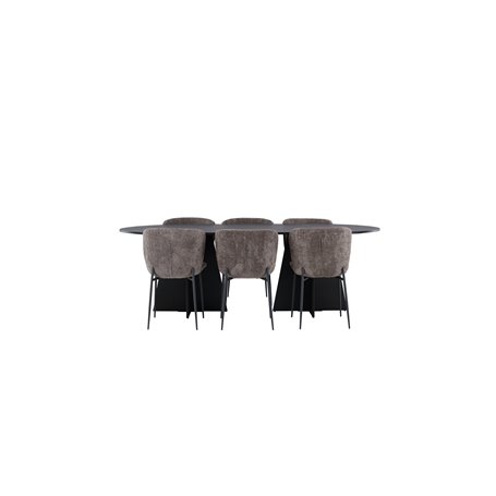 Matgrupp Bootcut med Modesto matstolar, 230 × 115 cm