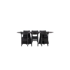 Matgrupp Bootcut med Montros matstolar, 230 × 115 cm