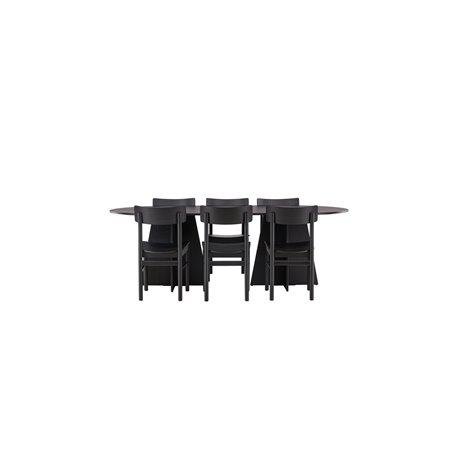 Matgrupp Bootcut med Montros matstolar, 230 × 115 cm